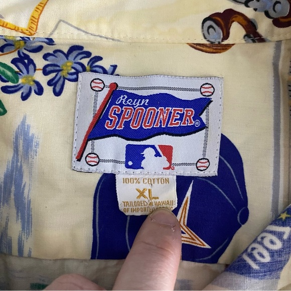 Vintage Reyn Spooner 1999 Houston Astros Short Sleeve Camp Shirt XL Cream Yellow - Picture 8 of 11